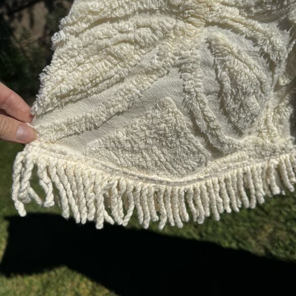 Handmade Chenille Duster Jacket, Fringe Upcycled Bedspread Boho Coat Cottage - Picture 7 of 11